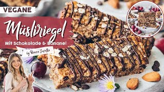 Müsliriegel selber machen mit Schoko und Banane ♡ Gesunde Haferriegel Rezept ♡ [upl. by Akilak]