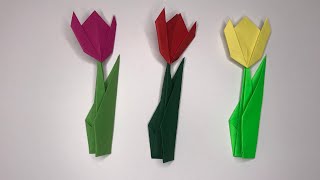 Origami Tulpen  Blumen falten zum Muttertag [upl. by Yeznil]