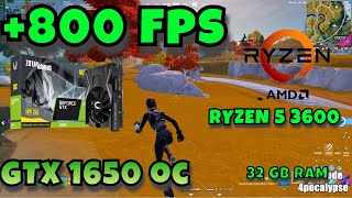 FPS TEST Fortnite GeForce GTX 1650  AMD Ryzen5 3600 Competitive Benchmark Performance mode 800 fps [upl. by Ahsael]