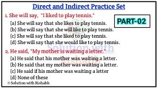 Direct Indirect speech Practice Set  Direct and Indirect Speech in English grammarNarration change [upl. by Fulvi]