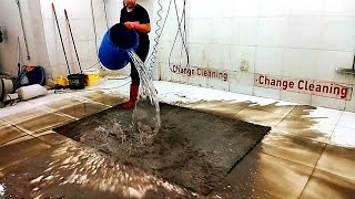 Cleaning a heavily soiled mud ball of carpet until it is spotlessly clean [upl. by Ulric]