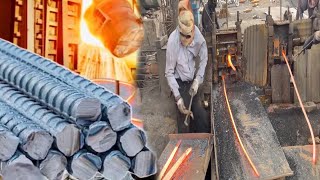 Amazing Production Process of Iron Rods in Factory  Manufacturing of Steel Bars in Steel Industry [upl. by Ralaigh362]