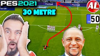 R CARLOS 30 METRE FRİKİKTEN ÇATALA FÜZE ATTI RAKİP MESSİLİ PSG ŞAMP LİGİ  PES 2021 ANALİG 50 [upl. by Ahsenit]