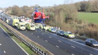 Air Ambulance taking off from the M5 at Tiverton [upl. by Marnie698]