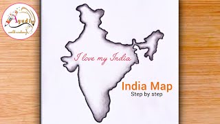 How To Draw India Map Easily step by step  Indian map pencil outline easy trick for Beginners [upl. by Sev968]