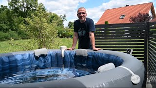 Bestway LAYZSPA Whirlpool Santorini HydroJet Pro  Unboxing und Aufbau  Aufblasbarer Whirlpool [upl. by Laeria]