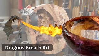 Turning a Stunning Hickory Burl Bowl with Dragon’s Breath Epoxy [upl. by Ardnoet]