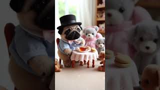 Pug at Tea party pug puppy cuteanimal dog cute cutedog pets dogcute adorable ai shorts [upl. by Ettenna]