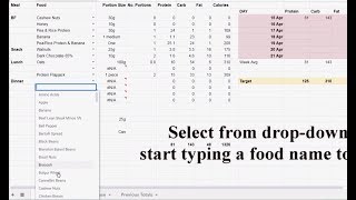 Calorie Counting in a Spreadsheet  Tutorial [upl. by Kinsman]