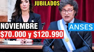 BONO OFICIALIZADO 120990 y 70000➕Doble Bono en Noviembre para Jubilados y Pensionados de ANSES [upl. by Rossi923]