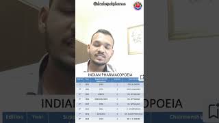 Indian pharmacopoeia edition pharmacopoeia edition yearpharmaceutics bpharma dpharma drx shorts [upl. by Ardnait]