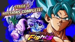 INTENSIFYING FIGHTS STAGE 1 ALL MISSIONS COMPLETE DBZ Dokkan Battle [upl. by Constantin811]