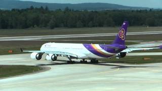 Thai Airways Airbus A340600 takeoff at Zurich Airport HD [upl. by Philcox]