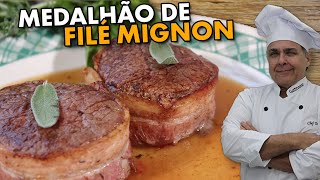 SABOROSO E SUCULENTO MEDALHÃO DE FILÉ MIGNON COM BACON  RECEITA DO CHEF TAICO [upl. by Rachaba]