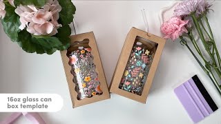 16oz Libbey glass can box template  Cricut tutorial for window box packaging [upl. by Enajharas256]