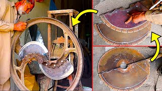 Fodder Cutter Blades Making From an Old Concrete Cutter Disk with Homemade Power Hammer [upl. by Ondine]