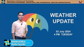 Public Weather Forecast issued at 4PM  July 02 2024  Tuesday [upl. by Namar]