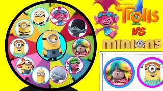 TROLLS VS MINIONS Spinning Wheel Game Punch Box Toy Surprises [upl. by Mylan]