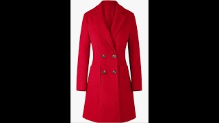 CHICZONE Womens Notch Lapel Double Breasted Mid Long Pea Coat Wool Blend Overcoat Winter [upl. by Ellevel682]