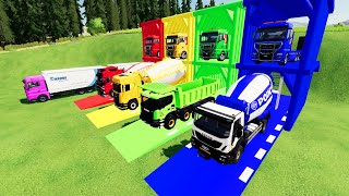 TRANSPORTING SCAIA MIXERIVECO MIXERVOLVO MIXERDUMP TRUCKLOGISTIC TRUCK TO GARAGE WITH TRUCK [upl. by Shepherd86]