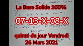 pronostic PMU 100 quinté du jour Vendredi 26 Mars 2021 [upl. by Strander117]