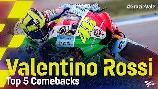 GrazieVale Valentino Rossis Top 5 comebacks [upl. by Brindell923]