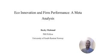 Conference Paper  Metaanalysis of ecoinnovation and firm performance  AHFE 2023 [upl. by Starr]