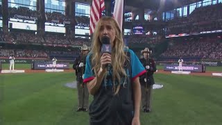 Ingrid Andress performs the national anthem faces backlash [upl. by Horatio]