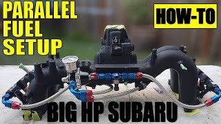 HOW TO BIG POWER SUBARU PARALLEL FUEL SETUP  BUILT COSWORTH EJ257 [upl. by Ilenay231]