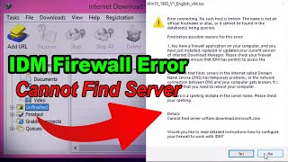 FIX Internet Download blocked by Firewall  IDM firewall Error Problem  IDM Cannot Find Server [upl. by Notsew]