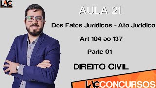 Aula 21  Direito Civil  Dos Fatos Jurídicos  Ato Jurídico  Art 104 ao 137  Parte 01 [upl. by Naellij533]