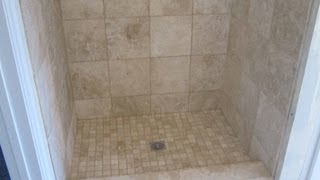 Travertine tile Bathroom with heated floor [upl. by Ennoid]