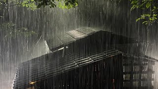 Under 3 Minutes to Night Sleep Torrential Rain on Tin Roof amp Powerful Thunder Sounds at Night [upl. by Suiratnauq217]