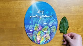 Art Therapy 🌿 Leaf impression painting tutorial  Under the sea  아트테라피 [upl. by Ahsina]