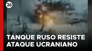 GUERRA RUSIA  UCRANIA  Así resistió un tanque ruso el ataque de ucranianos [upl. by Collayer]