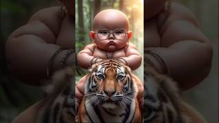 Ilcute moment of cute Monk funnycute cutemonkcutebaby tiger 🐅😈 [upl. by Euqinue]