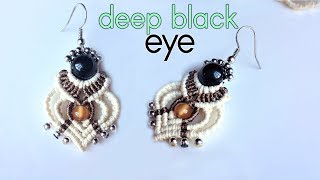 Macrame earring tutorial The deep black eye  Macrame jewelry set [upl. by Audsley62]