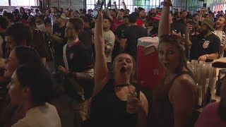 USA vs Iran World Cup Watch Party Fans celebrate USMNTs first goal [upl. by Civ]