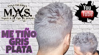 Tinte Gris Plata Hombre tutorial como teñir el pelo plateado [upl. by Alvis]