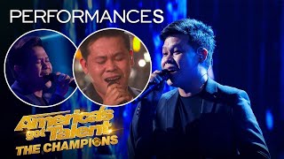 Marcelito Pomoy All Performances on Americas Got Talent The Champions [upl. by Antonius]