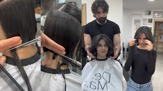 short bob haircut tutorial  latest bob cut for November  long to short haircut makeover bobcut [upl. by Eseerehs]