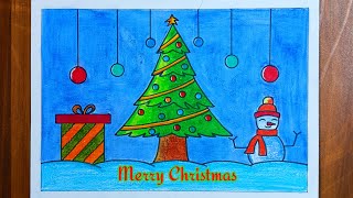 Christmas Drawing Tutorial  How to Draw a Magical Christmas Scene [upl. by Assilen181]