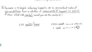 Heparin Drip Calculation HeparinDripCalculation MathForNurses [upl. by Ecirum864]