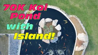 Frank‘s 70000 Liter Koi Teich mit riesiger Insel und mindestens genauso großem Filter Serup [upl. by Annoek]