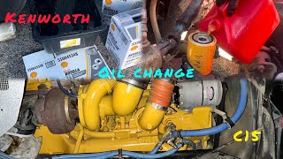 How to change oil on caterpillar c15 engine  2005 Kenworth  DIY step by step [upl. by Laveen]