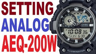 How to set analog time Casio AEQ200W manual 5472 [upl. by Alenson]