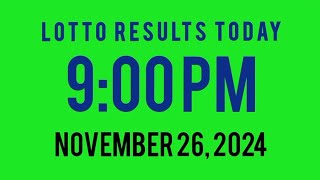 9pm Lotto Results Today November 26 2024 ez2 swertres 2d 3d pcso [upl. by Ylremik]