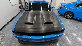 Before amp after hood wrapped in 3M 2080 black CF vinyl [upl. by Lebar]