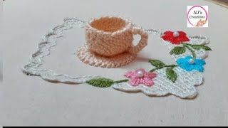 62Hand Embroidery  stumpwork 3D embroidery mini cup Mini teacup embroidery by NJs Creations [upl. by Talbot904]