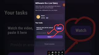 Millionaire On a Low Salary Tapswap Video Code Tapswap tapswapcode tapswapcinema Videocode [upl. by Dabney464]